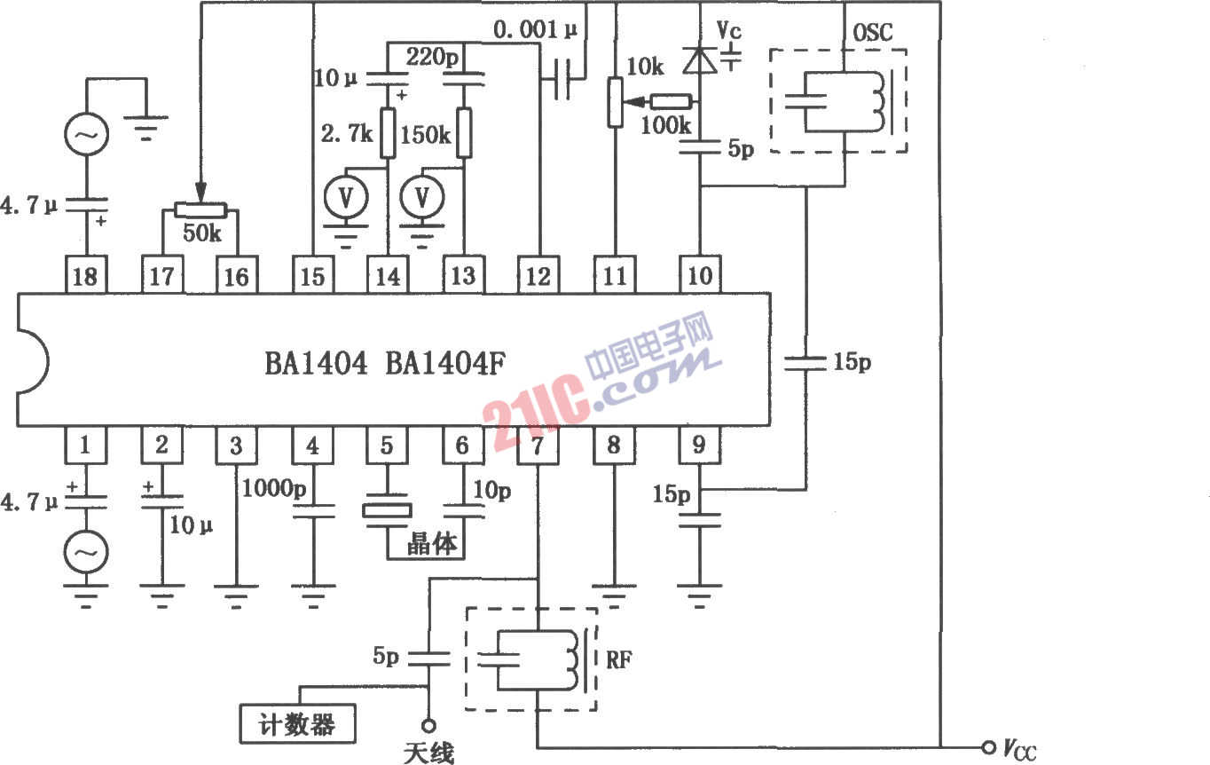 BA1404/1404F <strong>FM</strong><strong>立體聲</strong><strong>發(fā)射機</strong>電路圖