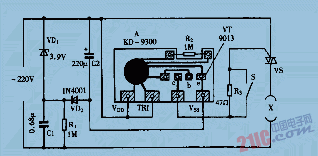 巧用KD9300作陣風<strong>控制器</strong>和<strong>音樂彩燈</strong><strong>電路圖</strong>