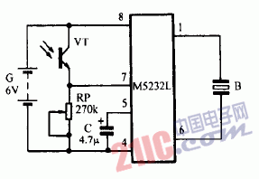 巧用M5232L作<strong>電冰箱</strong><strong>照明燈</strong><strong>故障檢測(cè)</strong>器電路圖