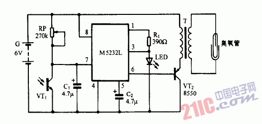 巧用M5232L作<strong>臭氧發(fā)生器</strong><strong>電路圖</strong>