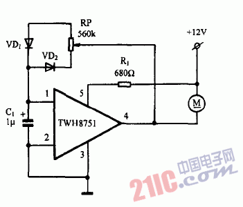 巧用TWH8751作<strong>直流電機調(diào)速器</strong><strong>電路圖</strong>