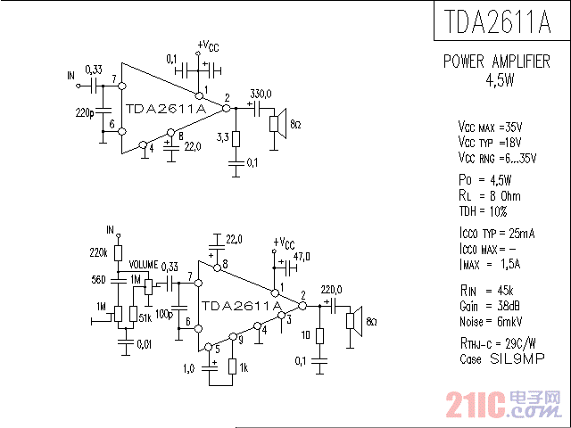 TDA2611A<strong><strong>功放電路</strong></strong>.gif