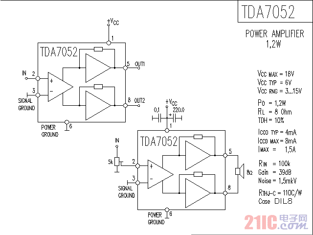 TDA7052 <strong><strong>集成</strong></strong><strong><strong>音頻放大</strong></strong> .gif