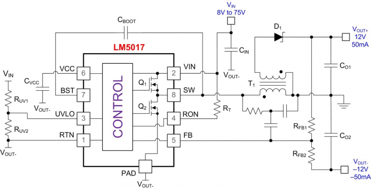 使用寬輸入電壓 Fly-Buck 轉(zhuǎn)換器為雙極軌供電