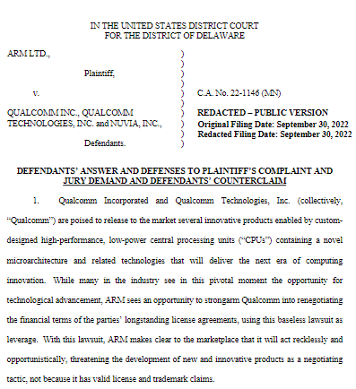 高通反訴ARM：產(chǎn)權(quán)訴訟撕毀協(xié)議，威脅OEM客戶