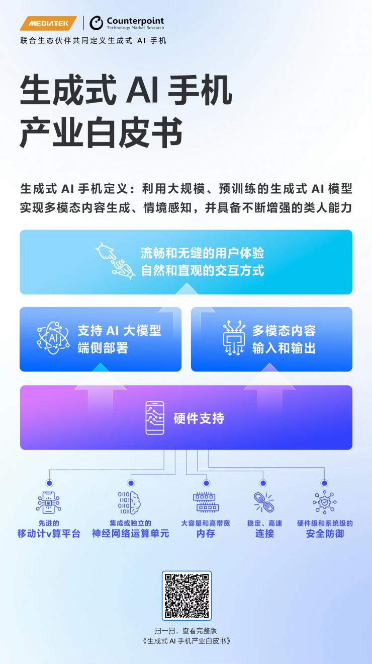 MediaTek攜手生態(tài)伙伴聯(lián)合發(fā)布《生成式AI手機(jī)產(chǎn)業(yè)白皮書》，共同定義生成式AI手機(jī)