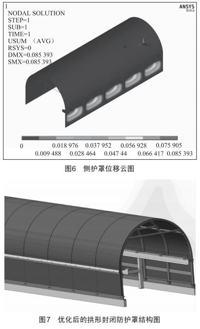 輸送機拱形封閉防護(hù)罩結(jié)構(gòu)設(shè)計及極值風(fēng)載下的強度分析