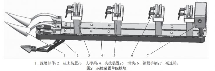 一種行間距可調(diào)的多行夾拔式胡蘿卜收獲機設(shè)計