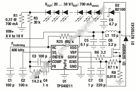 分立式高電流開關(guān)模式LED驅(qū)動(dòng)器電路圖設(shè)計(jì)