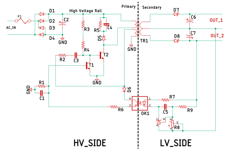 線路供電電源如何利用反激拓撲將高壓直流轉(zhuǎn)換為低壓直流