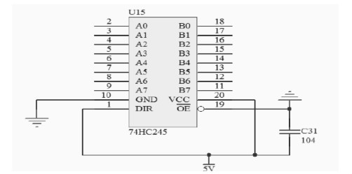 圖4 74HC245驅(qū)動(dòng)電路