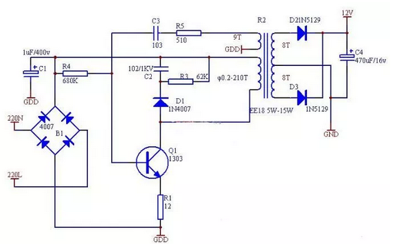 六款簡單的開關(guān)電源電路設(shè)計原理圖分析