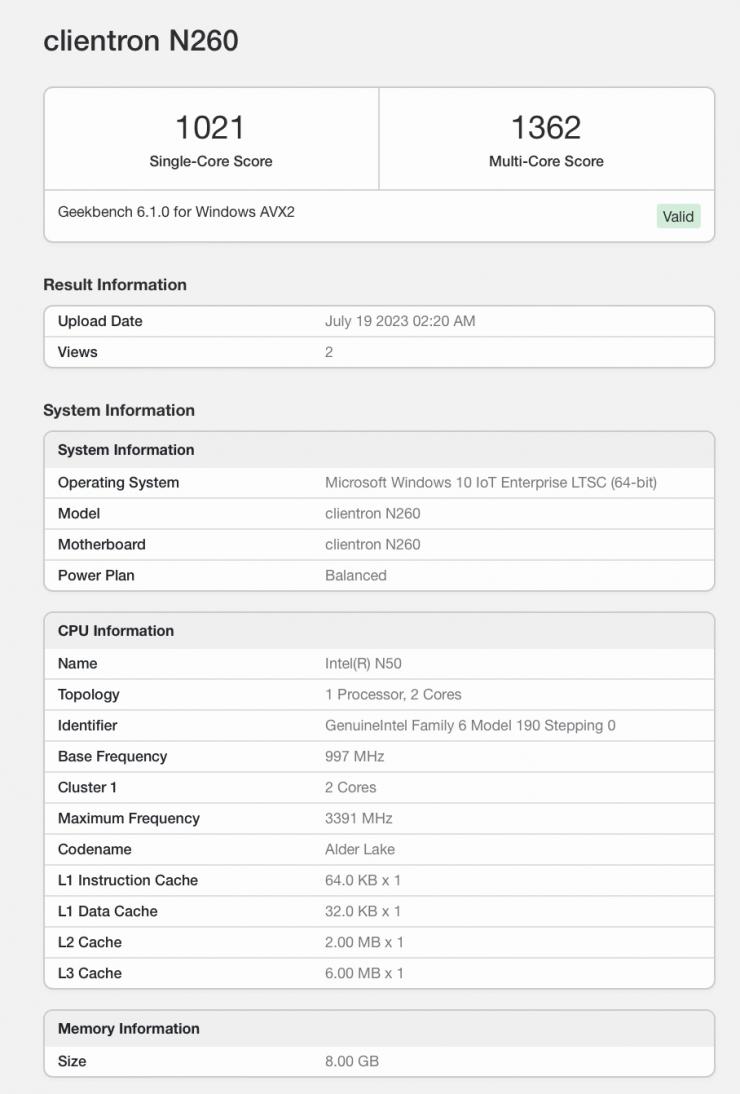 最高睿頻 3.4GHz，英特爾N系列基礎(chǔ)型號(hào) N50 曝光