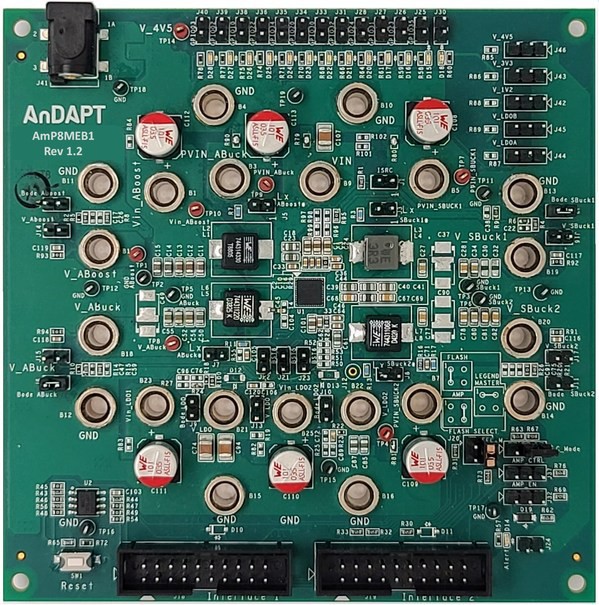 圖 1。AmP8MEB1評估板。實際解決方案面積約為405平方毫米