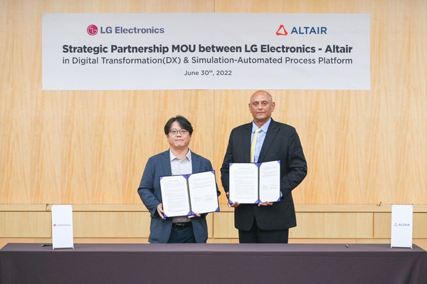 Altair 與 LG Electronics 簽署諒解備忘錄，以基于 AI 的仿真技術(shù)，加速產(chǎn)品開(kāi)發(fā)的數(shù)字化轉(zhuǎn)型