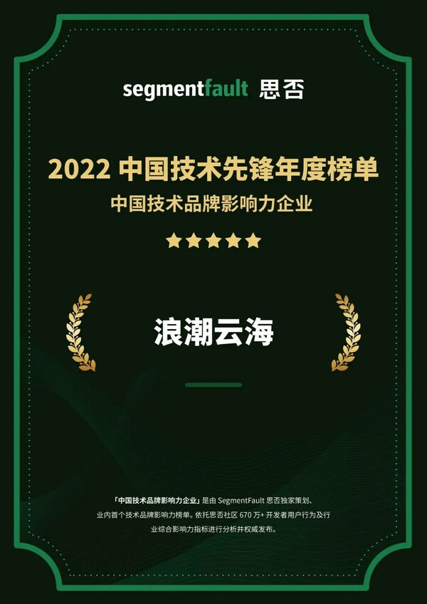 引領開源技術發(fā)展，浪潮云海入選 2022 中國技術先鋒年度榜單